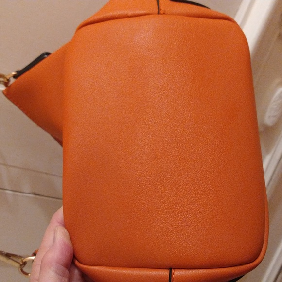Orange studded shoulder bag with choice of two shoulder straps - Picture 7 of 10